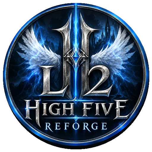 L2 High Five Reforge emblem: silver L2 lettering between ice-blue wings